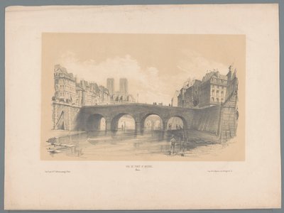 Zicht op de Pont Saint-Michel te Parijs door Hubert Clerget