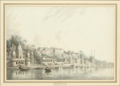 Benares aan de rivier de Ganges door Hubert Cornish