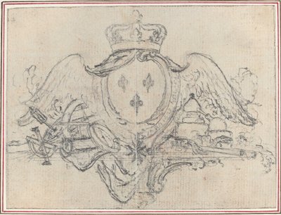Wapens van de Koning van Frankrijk met Vleugels en Wetenschappelijke Instrumenten door Hubert Francois Gravelot