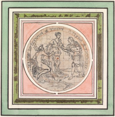 Ontwerp voor een medaille: Frederick en Augusta, prins en prinses van Wales door Hubert Francois Gravelot