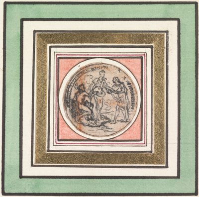 Ontwerp voor een medaille: Frederick en Augusta, Prins en Prinses van Wales door Hubert Francois Gravelot
