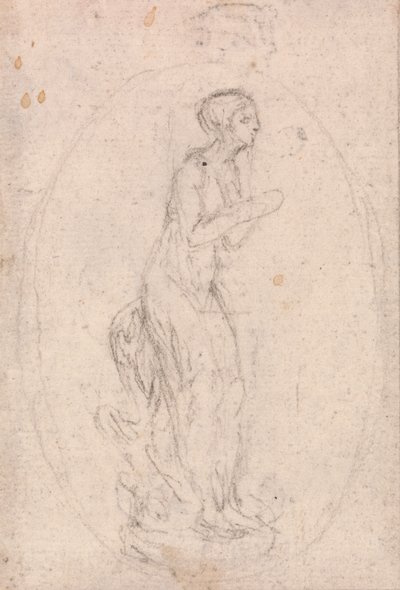 Ontwerp voor een medaillon: figuur van een vrouw door Hubert Francois Gravelot