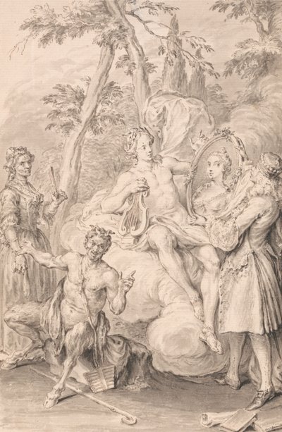 Tekening voor een frontispice: "De Toast" door Hubert Francois Gravelot