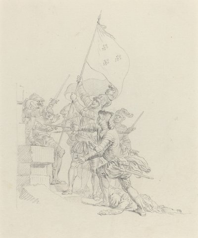 Il monte: il a déjà de ses mains triomphantes... door Hubert Francois Gravelot