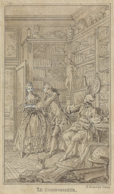 Le Connoisseur door Hubert Francois Gravelot
