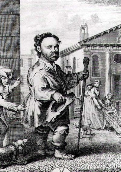 Owen Farrel (geb. 1716), de Ierse Dwerg, gegraveerd door James Hulett, uitgegeven in 1742 door Hubert Francois Gravelot