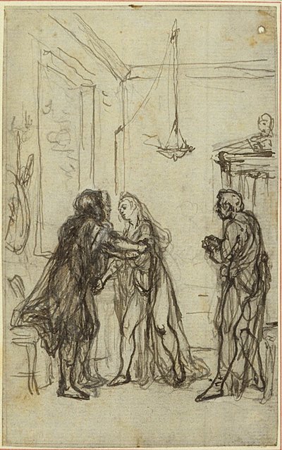 Studie voor Lucains "La Pharsale", Canto II door Hubert Francois Gravelot