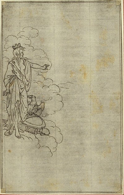 Studie voor Lucains "La Pharsale", Canto I, Staande vrouwenfiguur met kroon door Hubert Francois Gravelot