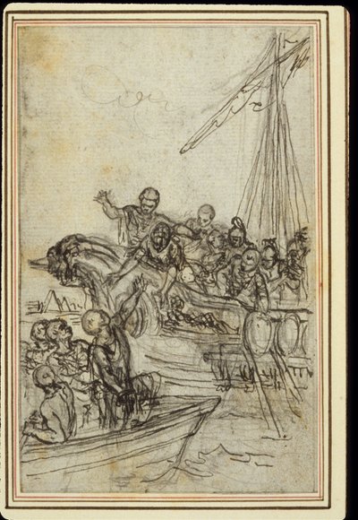 Studie voor Lucains "La Pharsale", Canto VIII door Hubert Francois Gravelot