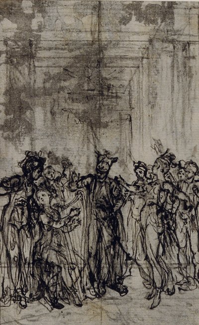 Studie voor vignet in "Contes Moraux" van Jean François Marmontel door Hubert Francois Gravelot