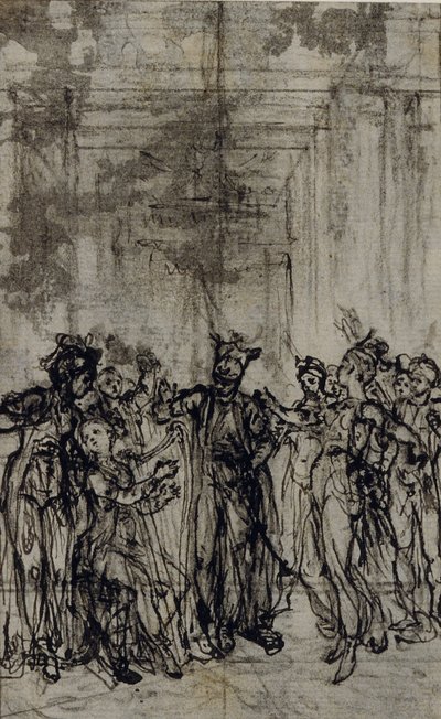 Studie voor vignet in "Contes Moraux" van Jean François Marmontel door Hubert Francois Gravelot