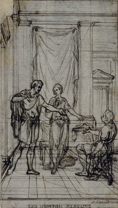 Studie voor vignet in "Contes Moraux" van Jean François Marmontel door Hubert Francois Gravelot