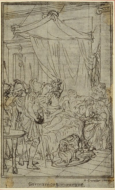 Studie voor een illustratie in Tacitus "Tiberius, of De zes eerste boeken van de Annalen" Boek II, Deel 1 door Hubert Francois Gravelot