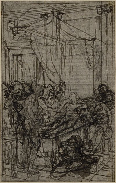 Studie voor een illustratie in Tacitus "Tiberius, of De zes eerste boeken van de Annalen" Boek II, Deel 1 door Hubert Francois Gravelot