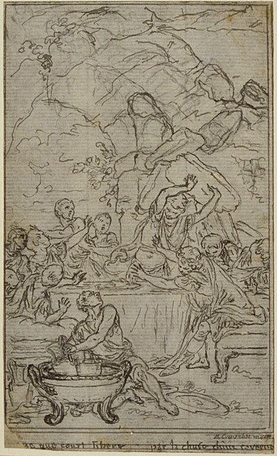 Studie voor een illustratie in Tacitus "Tiberius, of De zes eerste boeken van de Annalen", Boek IV, Deel 2, 2e Studie door Hubert Francois Gravelot