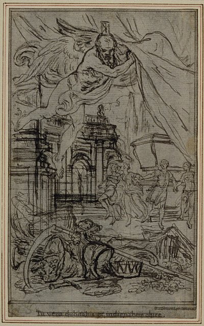 Studie voor het vignet-frontispiece van Lucretius