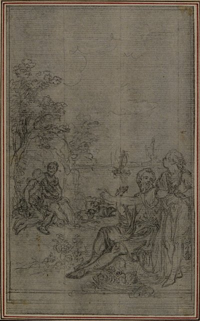 Studie voor het vignet van Lucretius