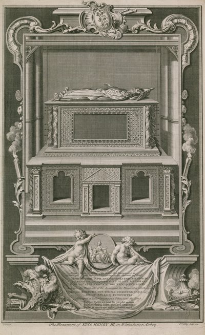 Het monument van koning Hendrik III door Hubert Francois Gravelot