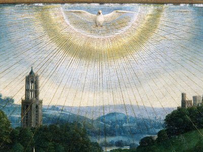 Detail van de Aanbidding van het Mystieke Lam, van het Lam Gods door Hubert & Jan van (1390 1441) Eyck