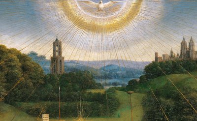 Detail van de Aanbidding van het Mystieke Lam, van het Gentse Altaarstuk door Hubert & Jan van (1390 1441) Eyck