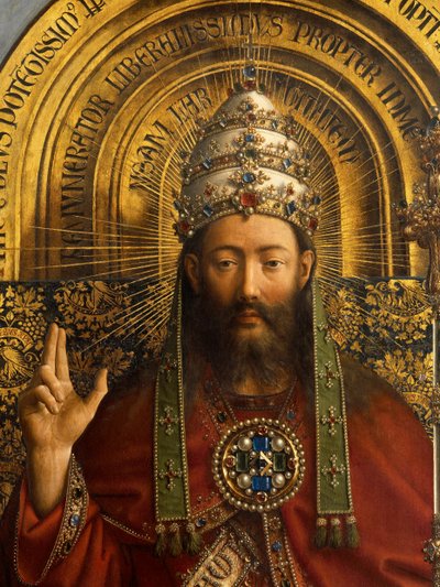 Detail van God de Vader, centraal paneel van het Lam Gods door Hubert & Jan van (1390 1441) Eyck