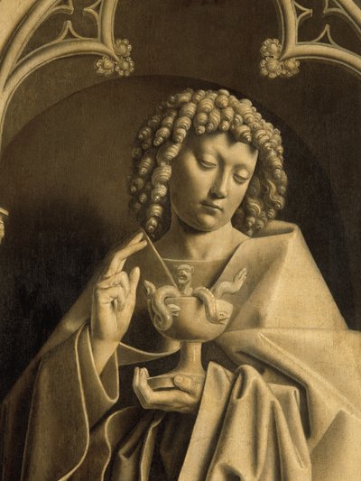 Johannes de Apostel, detail van het Gentse altaarstuk, gesloten door Hubert & Jan van (1390 1441) Eyck