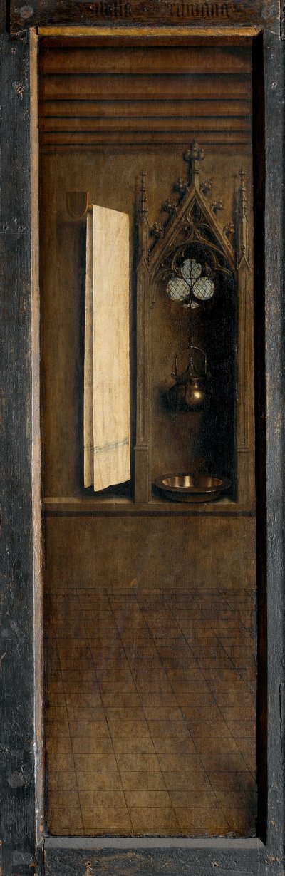 Paneel van de buitenkant van de rechterluik van het Gentse altaarstuk door Hubert & Jan van (1390 1441) Eyck