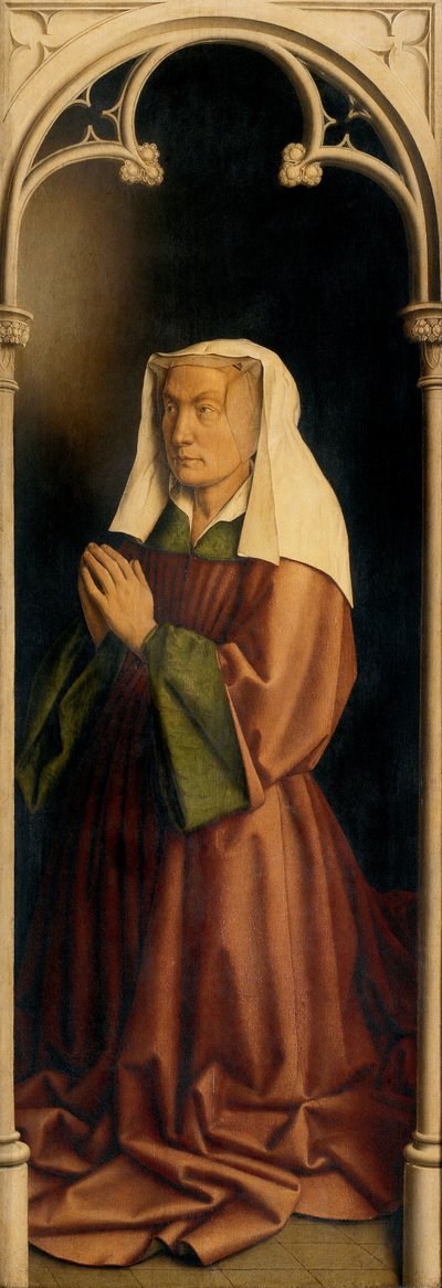 Portret van Lysbette Borluut, paneel van de buitenkant van het Gentse altaarstuk door Hubert & Jan van (1390 1441) Eyck