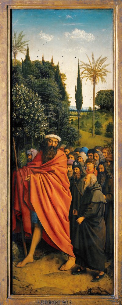 De Pelgrims geleid door Sint-Christoffel, van de rechterkant van het Gentse Altaarstuk door Hubert & Jan van (1390 1441) Eyck