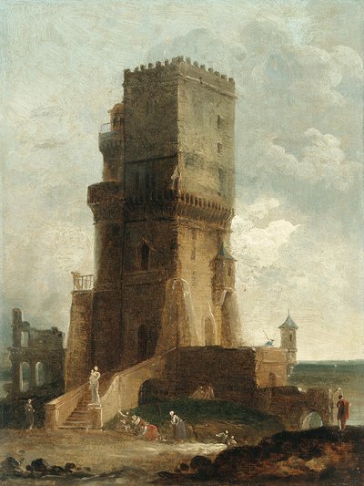 Een Capriccio van de Toren van Benevento door Hubert Robert
