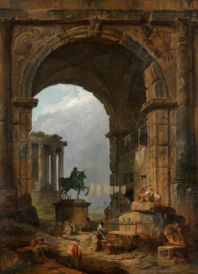 Antieke Caprice met het Standbeeld van Marcus Aurelius door Hubert Robert