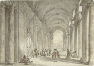 Colonnade van het Casino van de Villa Albani, in Rome door Hubert Robert