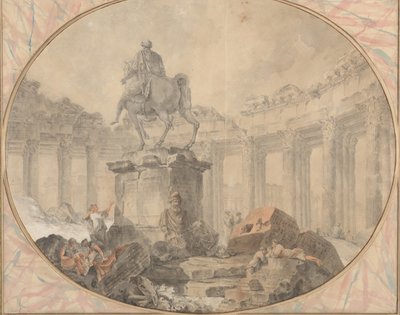Ruiterstandbeeld van Marcus Aurelius, 1757 door Hubert Robert