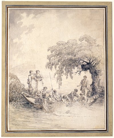 Vissers halen hun net binnen door Hubert Robert