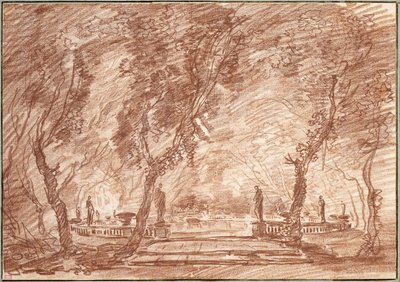 Fontein in het park door Hubert Robert