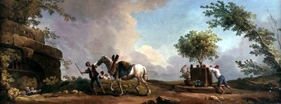Tuinmannen die een Sinaasappelboom Vervoeren door Hubert Robert