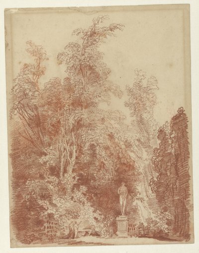 Gezicht in een park met een Venusbeeld door Hubert Robert