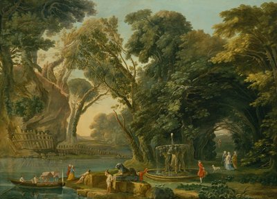 Italiaanse Gril met een Landing door Hubert Robert