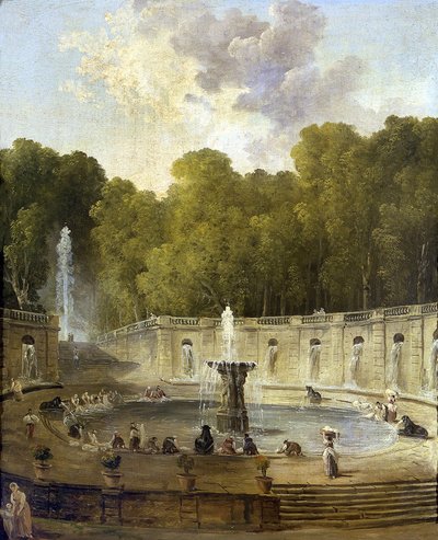 Wasvrouwen in een park door Hubert Robert