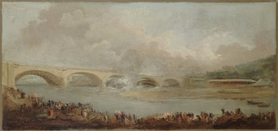 Le décintrement du pont de Neuilly, le 22 septembre 1772, tussen 1772 en 1775 door Hubert Robert