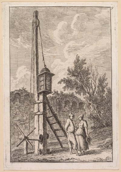 Les Soirées de Rome: Le Poteau door Hubert Robert