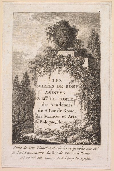 Les Soirées de Rome: Titelpagina door Hubert Robert