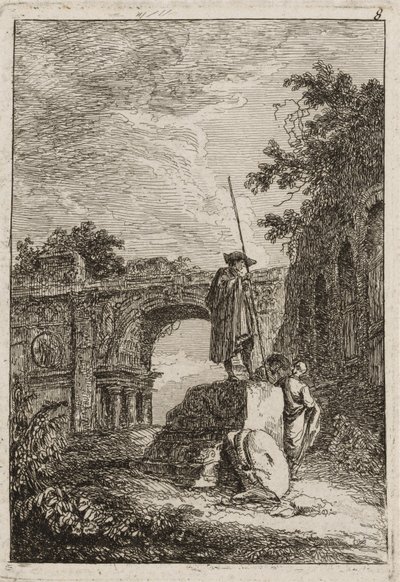 Plaat Acht uit Avonden in Rome, 1763-64 door Hubert Robert