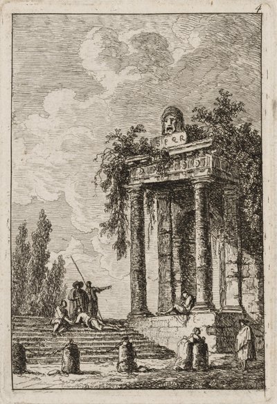 Plaat Vier uit Avonden in Rome, 1763-64 door Hubert Robert