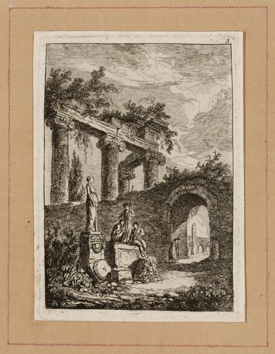 Plaat Drie uit Avonden in Rome door Hubert Robert