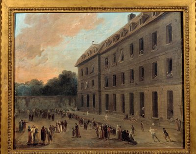 Recreatie van gevangenen in Saint Lazare: het ballonspel door Hubert Robert