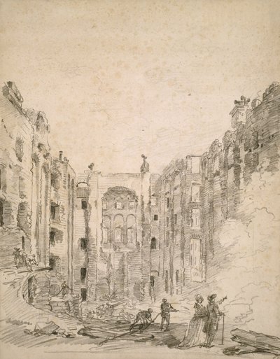 Ruïnes van de Opera na de Brand van 1781, 1781 door Hubert Robert