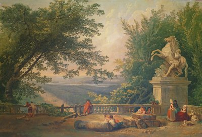 Terrasruïnes in een park door Hubert Robert