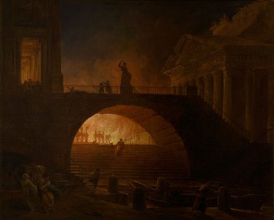 De brand van Rome door Hubert Robert