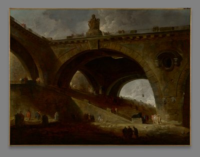 De oude brug door Hubert Robert